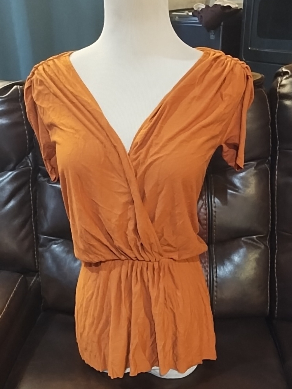 T-bags Dark Mustard V Neck Top